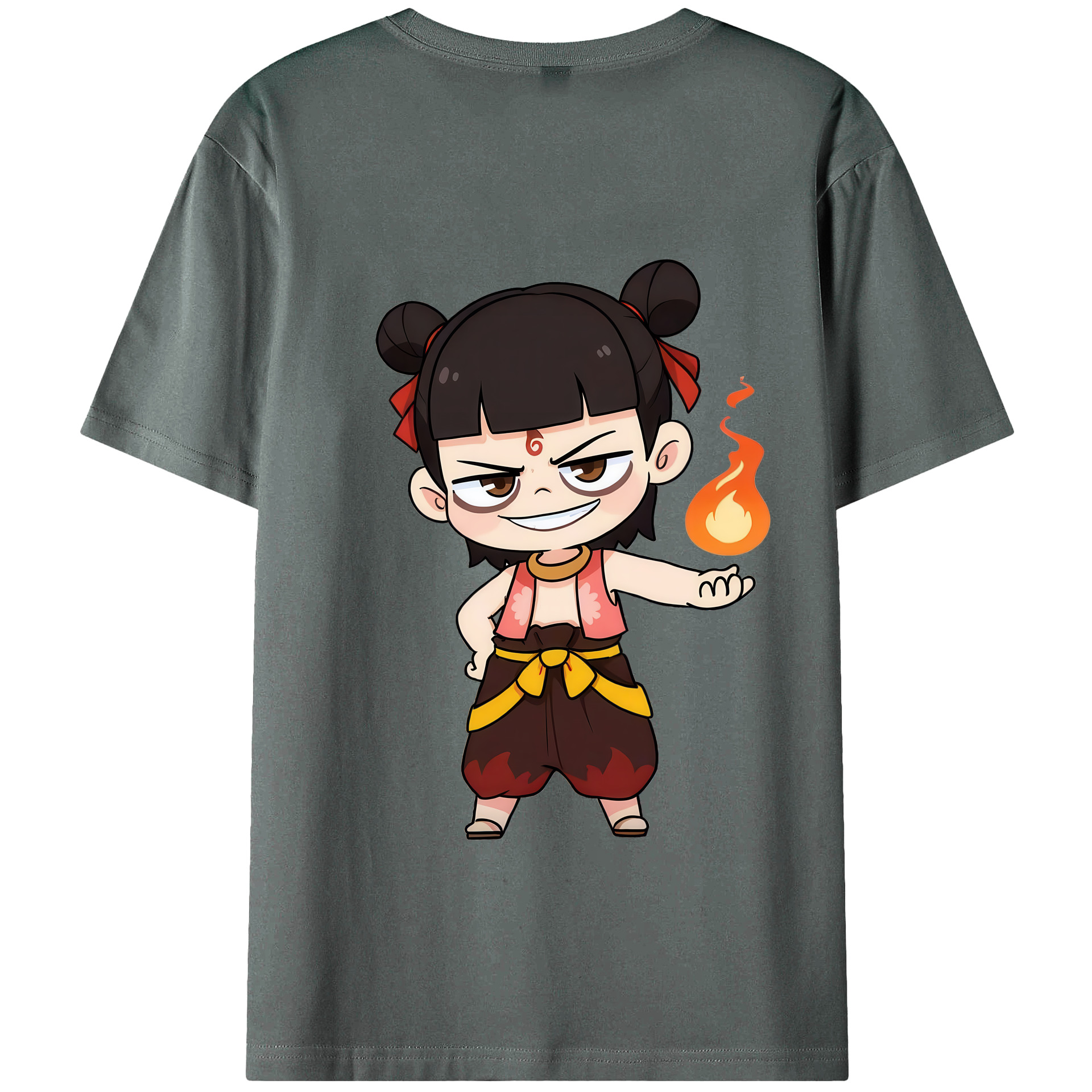 （画像用） Ne Zha 2 ナタ 魔童の大暴れ 綿100％半袖Tシャツ（背面プリント）